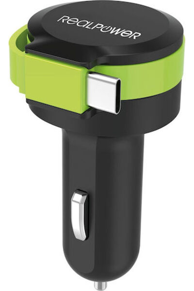realpower Φορτιστής αυτοκινήτου με μία θύρα: 1xUSB με καλώδιο Type-C, Μαύρο, ...