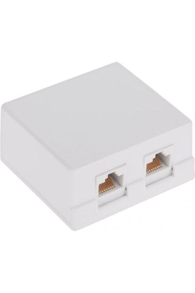 OEM Διπλή Εξωτερική Πρίζα Δικτύου RJ45 Cat5 σε Λευκό Χρώμα UTPx2