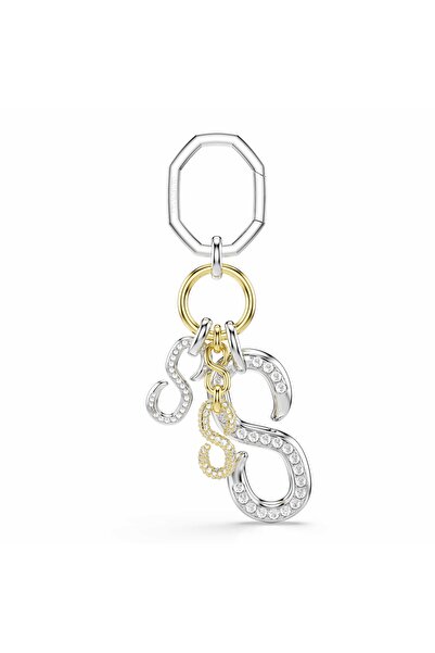 Swarovski Çanta Charm'ı, Yuvarlak kesim, Beyaz, Karışık metal yüzey
