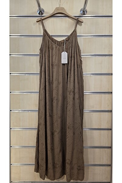 Park Moda Long Dress with Rope Straps and Floral Embossing
