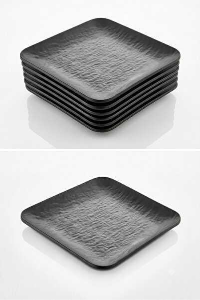 BİODATA 6 Pieces Unbreakable Melamine Square Dessert Plate Serving Plate 18 c...