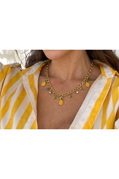 Markiz Takı Pineapple 316L Steel Necklace 45cm+5 cm