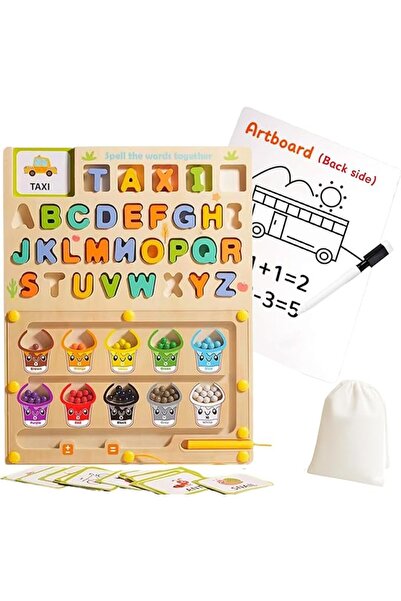 RWRW 5-in-1 Alphabet Magnetic Maze,flashcard words, Wooden Puzzle Board for K...