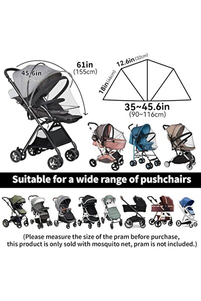 GENERAL Mosquito Net for Stroller, Zipper Design Encrypted Mesh Retractable, ...