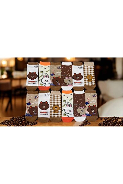 PADO Women's Short Socks with Cute Cartoon Designs - Brown, Beige, and Assort...