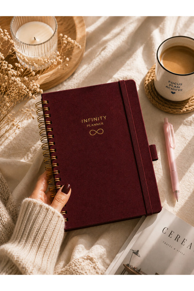 StudyEra Focus Planner Seti A5 Sert Kapak Günlük ve Haftalık Planlayıcı Bordo...