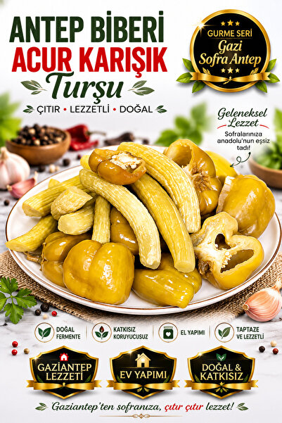 gazisofraantep Antep Biberi - Acur Karışık Turşu 4500 LT / Çıtır Lezzet, Doğal