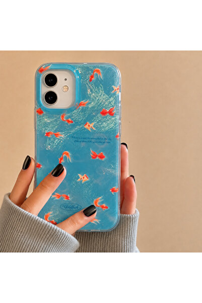 EDELFU iPhone 11 UYUMLU - Aura Balık (MAVİ), (içten Baskılı), Desenli Koruyuc...