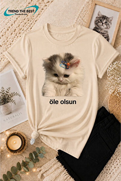 TREND THE BEST Trendin En İyisi Summer Let's Get Lucky Text Printed Cat-Theme...