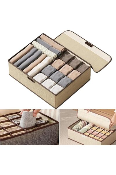 GENERAL منظم للملابس الداخلية، منظم للجوارب وحمالات الصدر مع غطاء، منظم أدراج...