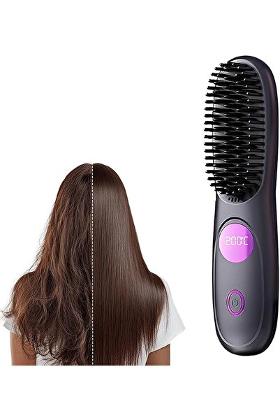 KASTWAVE فرشاة تمليس الشعر المحمولة اللاسلكية، مشط ساخن أيوني صغير سريع التسخ...