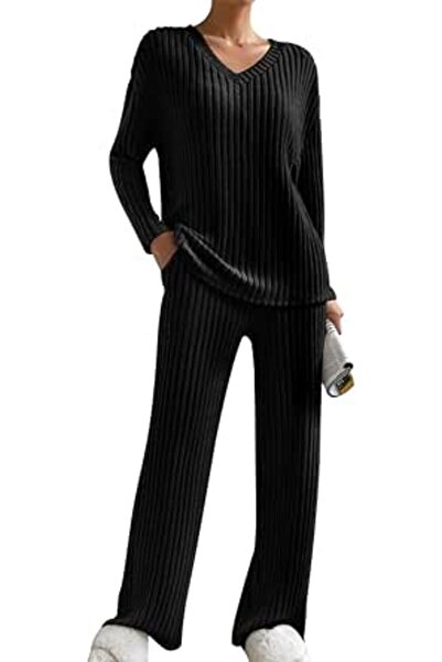 SHEKINI Womens Pyjamas Set Nightwear Ladies Ribbed Lounge Wear Sets for Women...
