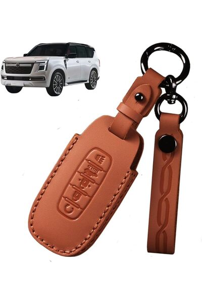 Generic 5 Buttons Premium Leather Key Fob Cover Protector Compatible with Nis...