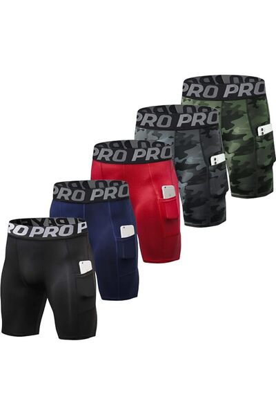 GENERAL Compression Shorts for Men 1 or 3 or 5Pack Sports Anti-Chafing Underw...