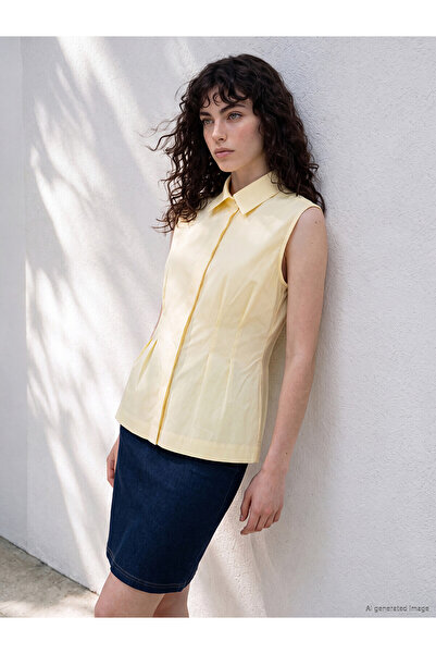 LC Waikiki Nevavm Women's Pleated Waist-Sitting Shirt with a Difference