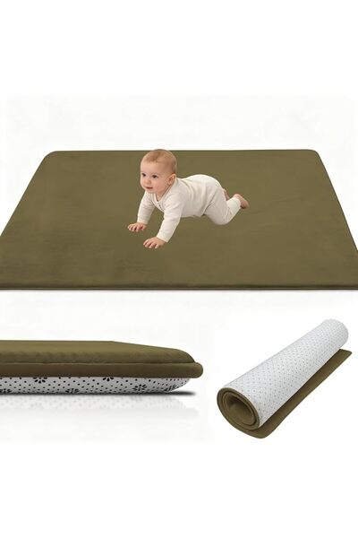 GENERAL Coral Velvet Baby Play Mat, 3cm Thick Baby Crawling Mat 90 x 120 cm G...