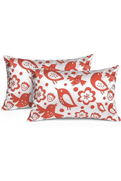Generic Pillows Cases Red White Bird Florals Anti Wrinkle Satin Pillowcase Wo...