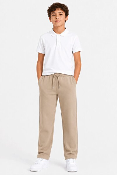 Cansın Mini Boy's Beige Elastic Waist School Trousers 24724