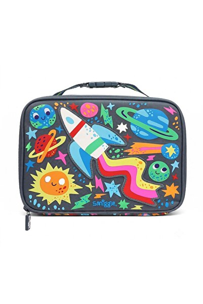 SMIGGLE صندوق غداء صغير مربع الشكل من ليتل جورنيز باللون الرمادي 458129