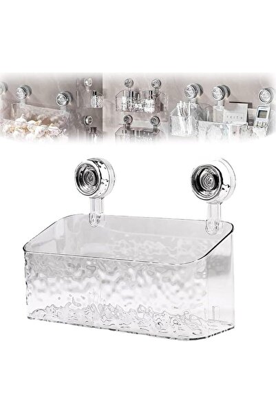 EXCEFORE Crystal Acrylic Bathroom Suction Shelf with Glacier Pattern, No-Dril...