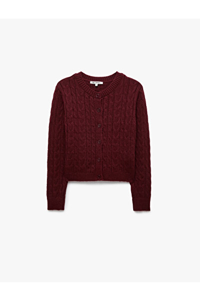 Koton Hair Braid Textured Buttoned Regular Fit Crew Neck Long Sleeve Knitwear...