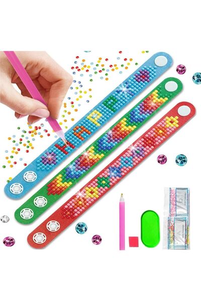Arabest 3-Piece Diamond Art Bracelet Kit,Kids DIY Handmade Craft,Diamond Pain...