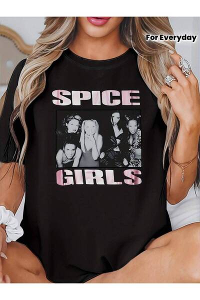 29CUN 1pc Women'S Graphic T-Shirt Retro 90s Pop Band Tee With Members, Black ...