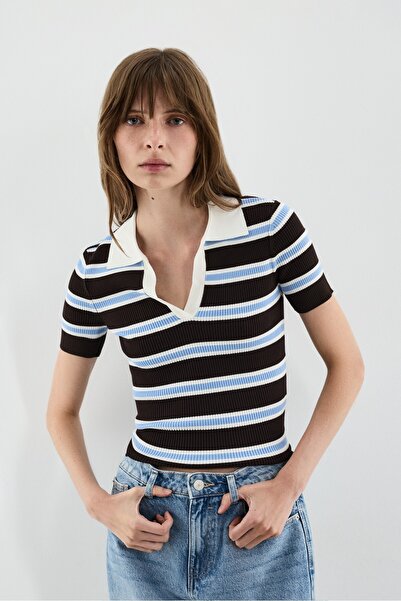 LEFTIES Basic fitilli polo yaka t-shirt