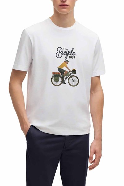 Tarrzzcom Unisex 100% Cotton Regular Fit Biker Printed T-Shirt - Bicycle Tour Design T-Shirt
