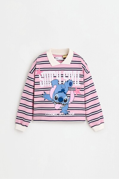 LEFTIES Çizgili Stitch ©Disney polo sweatshirt
