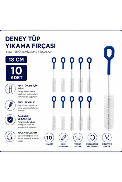 Labolist Deney Tüp Yıkama Fırçası 18cm - Test Tüpü Temizleme Fırçaları - 10 Adet