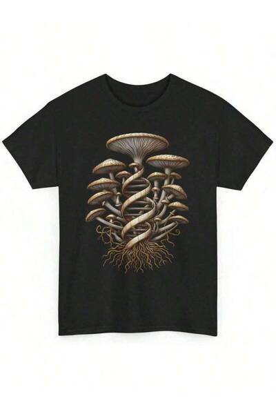 29CUN Artistic Cottagecore Mushroom-Shirt - DNA Mycology Shroom Graphic Tee