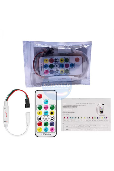 Kurayled SP104E RF Pixel LED Kontrolcüsü | 17 Tuş Kumanda | 2048 Pixel | 300+ Efekt | WS2811 / WS2812B