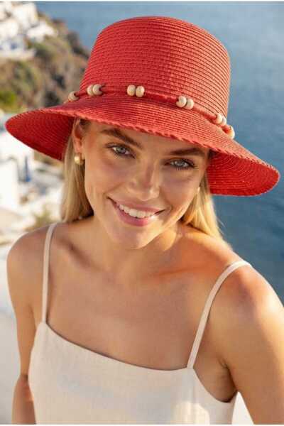 Uniquetrenders Women's Wooden Beaded Corded Summer Straw Hat
