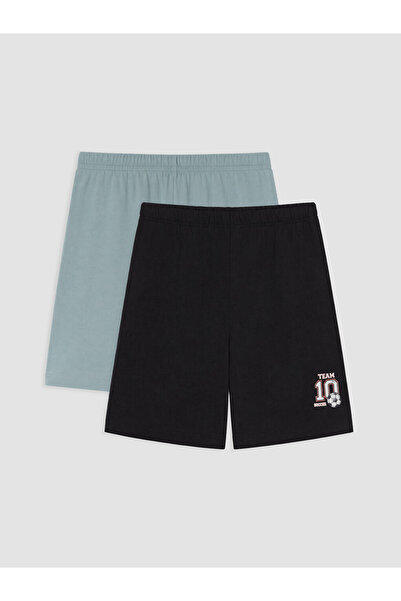 LC Waikiki Rmz Gi̇yi̇m Farkiyla Ba Printed Boys' Pajama Shorts 2-Pack