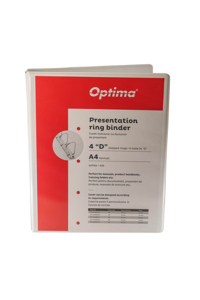 Optima A4 Mechanical Notebook, With Pocket, Pp Laminated, 4 Rings - D25 Mm, S...