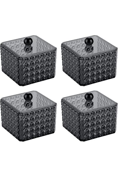 SWIUKPHE 4 Packs Acrylic Cotton Ball Holder Jar with Lid – Apothecary Dispens...