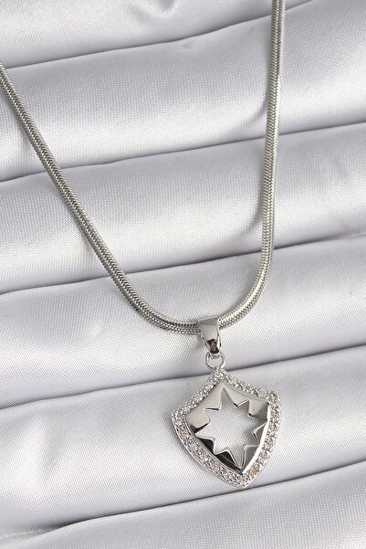 SORA GROUP 316L Steel Silver Color Italian Chain Zircon Stone Pole Star Proce...