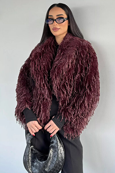 Aryena Burgundy Women's Lined Tassel Coat (Available in Sizes S-M-L-Xl)