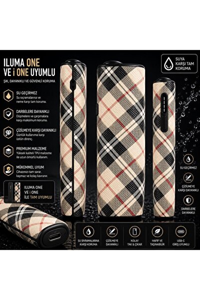 Zigver IQOS ıluma one uyumlu kılıf ekose desenli bej (sadece kılıftır)