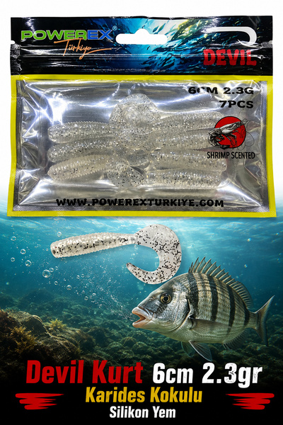 sr sazanrig Devil Kurt 6cm Karides Kokulu 7li Paket LRF Silikon Yem
