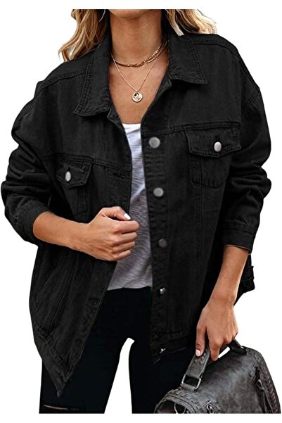 Generic Women's Fashion Denim Jacket Oversized Jean Coat Loose Casual Outerwear