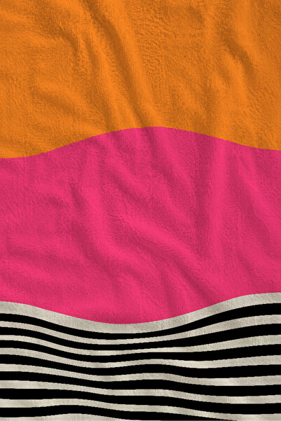 Evmila Orange Pink Black Color Block Striped 70X150 Beach Towel - Digital Pri...