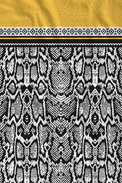 Evmila Yellow Black White Ethnic Border Patterned 70X150 Beach Towel - Digita...