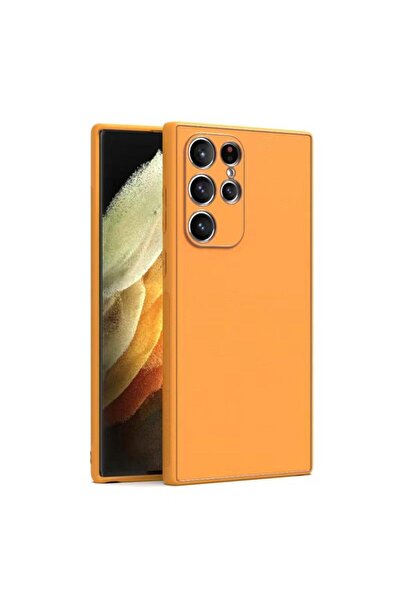 Yolo Husă Samsung S22 Ultra, Piele, Margine TPU, Portocaliu