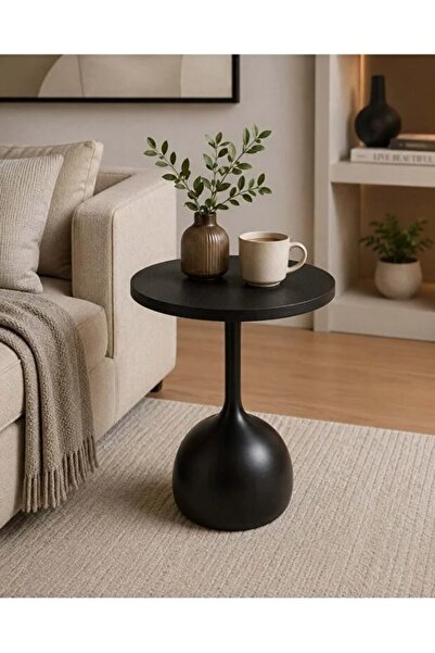 N.zone Modern Round Side Table with Carved Base and Elegant Wood Design – Ide...