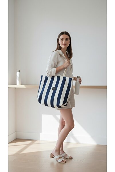 Caterina Collection Albastru Marin Canvas Shoulder Bag