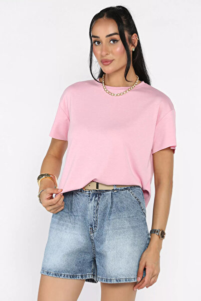 Aryena Pink Women's Laser Cut T-Shirt