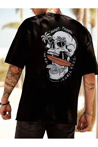 23ERVA 1pc Womens Tropical Skull Surfing TshirtCotton 180gsm.Printed Tee.Unis...