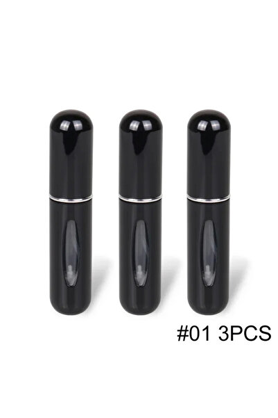 Choice12 Metal 5ml Black 3pcs 5ml Portable Refillable Spray Bottle Plastic Li...